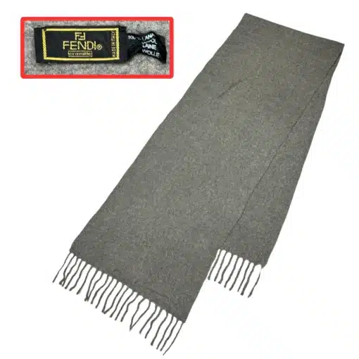 Authentic fendi wool scarf of gray color