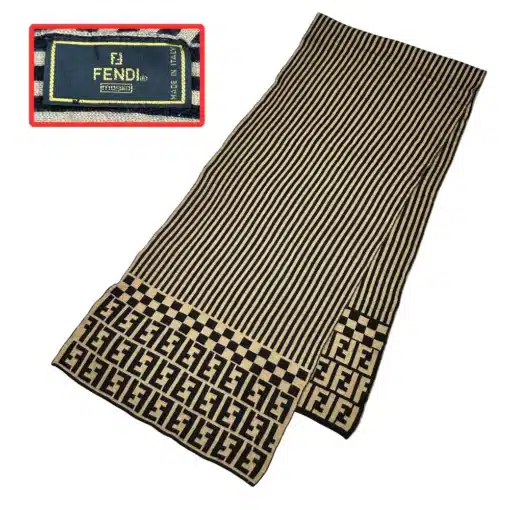 authentic fendi ff logo scarf in beige color