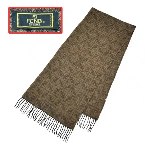fendi authentic scarf ff logo brown color scarf made up of wool
