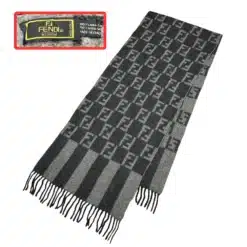 authentic fendi ff logo wool scarf in gray color