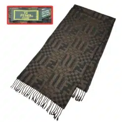 authentic fendi ff logo brown color wool scarf