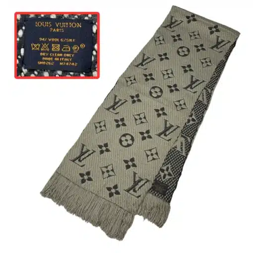 louis vuitton logomania authentic scarf in gray color