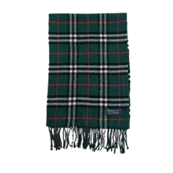 Multiple styling options with timeless Burberry Green Horseferry Check Scarf lambswool
