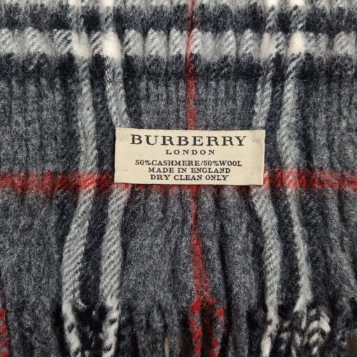 lose-up of Burberry Wool and Cashmere Scarf, showcasing its soft texture