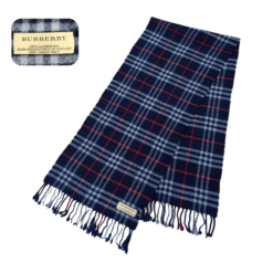 Blue Burberry Scarf: Classic Lambswool Horseferry Check Design