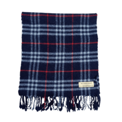 Classic Elegance: Blue Burberry Scarf with Distinctive Horseferry Check