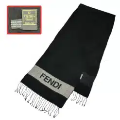 authentic fendi scarf in black color with fendi logo