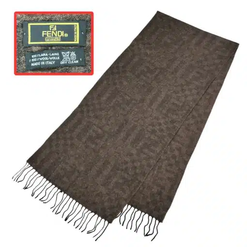 fendi ff logo brown color scarf made up of wool