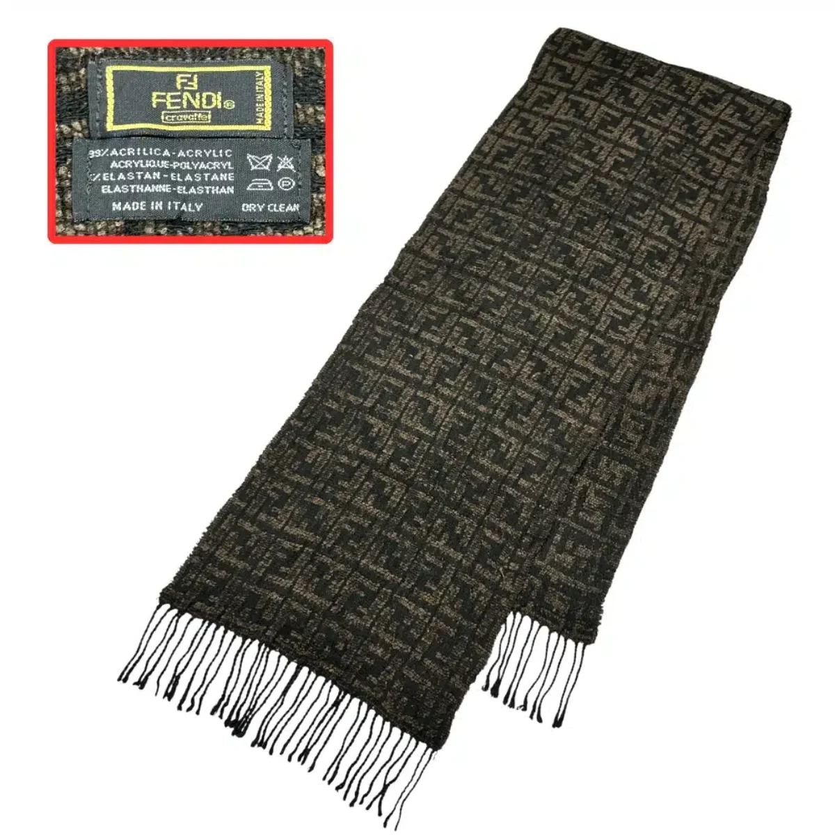 FENDI Scarf - Vintage FF Logo Acrylic Scarf - Real Cornor