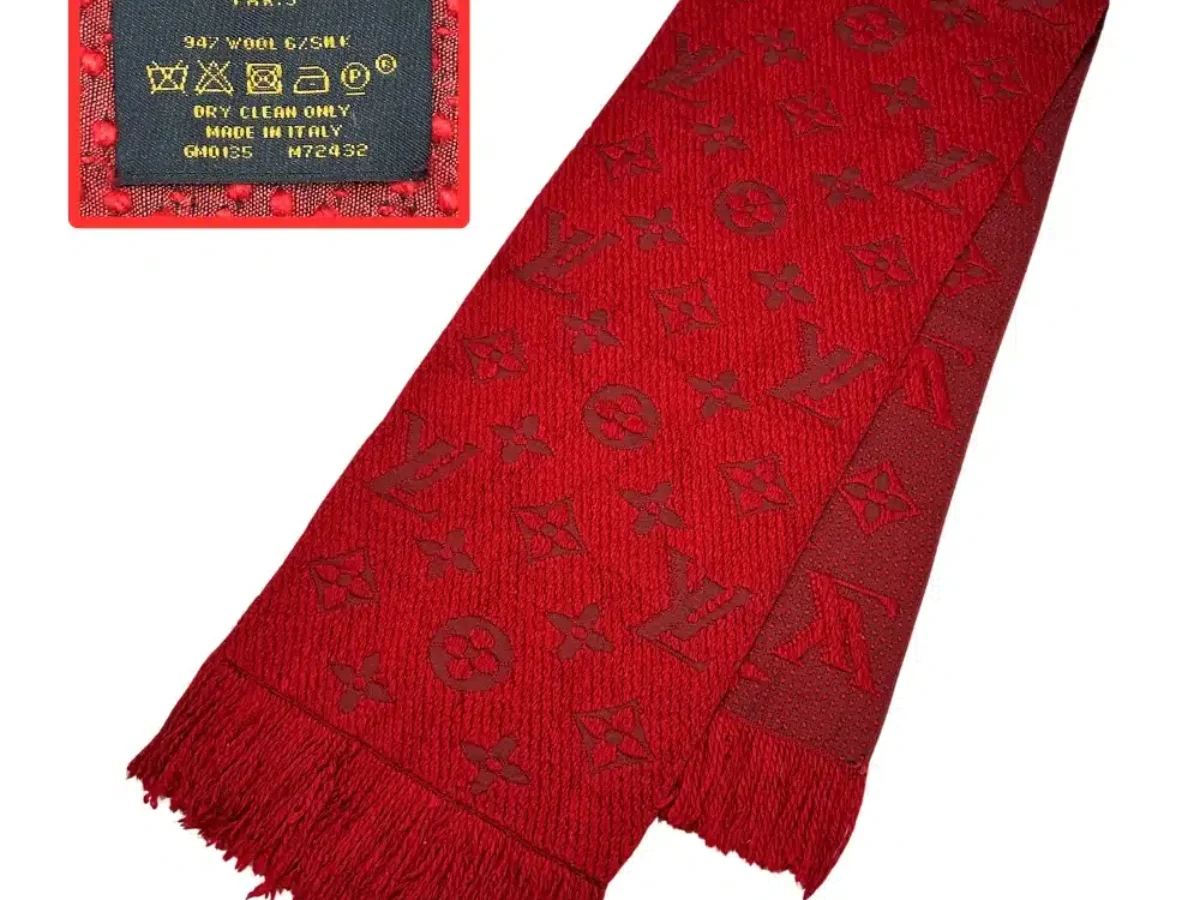 Auth Louis Vuitton Logomania Red Scarf - M72432 - Real Cornor