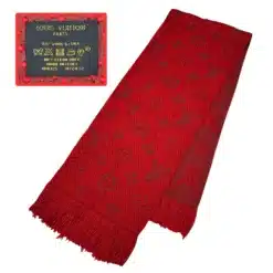 louis vuitton logomania scarf of red color