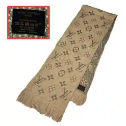 louis vuitton logomania beige color scarf