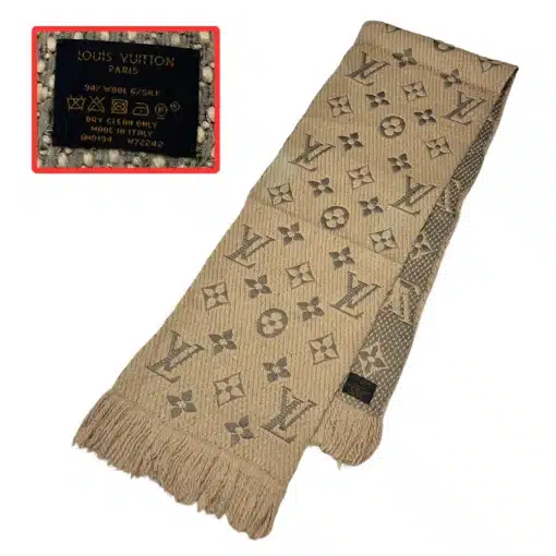 louis vuitton logomania beige color scarf