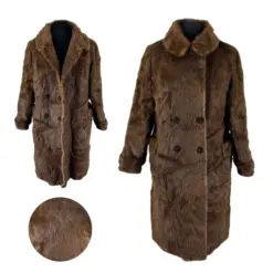 Brown faux fur coat draped elegantly over a mannequin