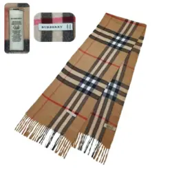 Burberry Cashmere Check Scarf - Luxurious 100% Cashmere Scarf Made in Scotland
