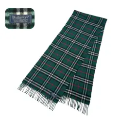 Burberry Green Cashmere Scarf - Luxurious 100% Cashmere Scarf