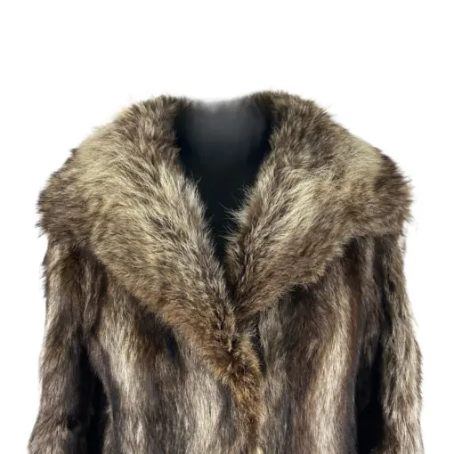 Fashionable ensemble featuring a genuine raccoon fur jacket