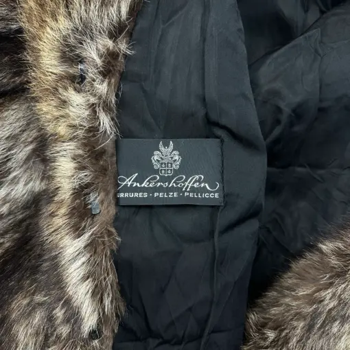 Genuine raccoon fur jacket paired with elegant accessories