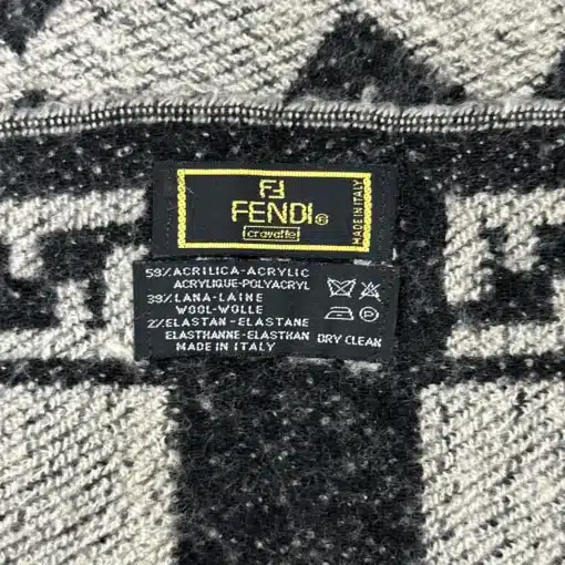FENDI Scarf - FF Logo Fendi Gray Wool Scarf - Image 5