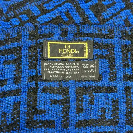 FENDI Scarf - FF Logo Vintage Acrylic Blue Scarf - Image 4