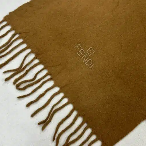 FENDI Scarf - Vintage Fendi Logo Wool Beige Scarf - Image 3