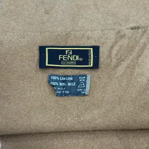 FENDI Scarf - Vintage Fendi Logo Wool Beige Scarf - Image 4
