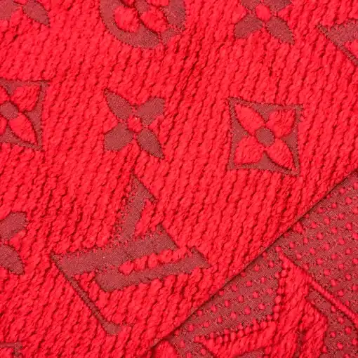 Auth Louis Vuitton Logomania Red Scarf - M72432 - Image 2