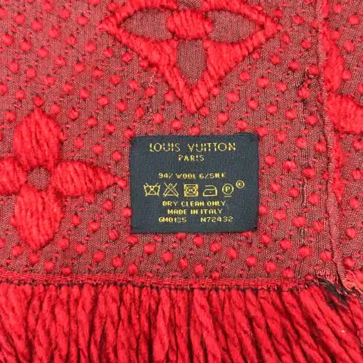 Auth Louis Vuitton Logomania Red Scarf - M72432 - Image 5