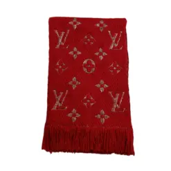 Louis Vuitton Paris Stylish LV Red Wool Scarf