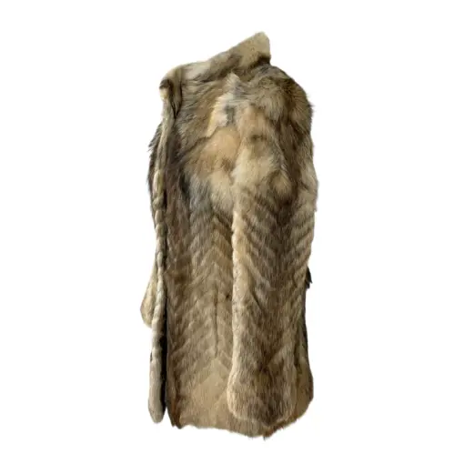 Side view of a stunning vintage coyote fur coat