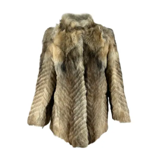 Vintage coyote fur coat displayed in a fashionable setting