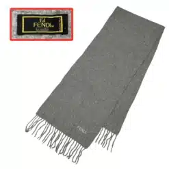 Fendi logo wool gray color scarf
