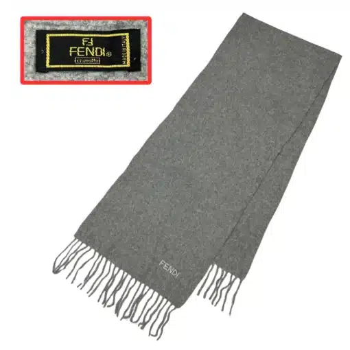 Fendi logo wool gray color scarf