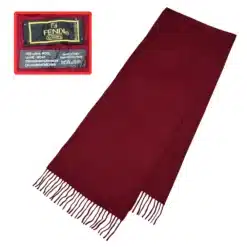 Fendi Scarf - Vintage Wool FF Logo Maroon Scarf