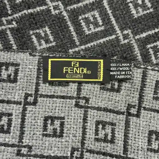 FENDI FF Logo Black Wool FF Scarf - Image 6