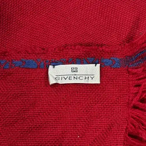 Auth GIVENCHY 100% Wool Logo Red Scarf - Image 4