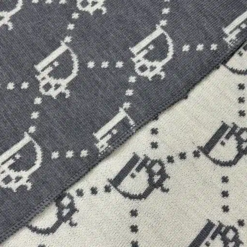 Auth Christian Dior Oblique Logo Gray Wool Scarf - Image 2