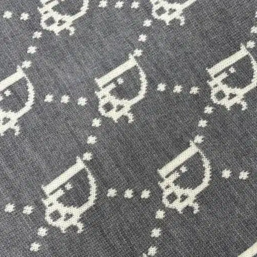 Auth Christian Dior Oblique Logo Gray Wool Scarf - Image 3