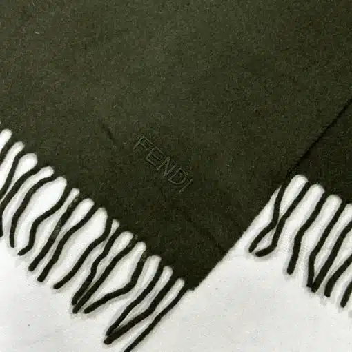 FENDI FF logo Wool Green Scarf - Image 3