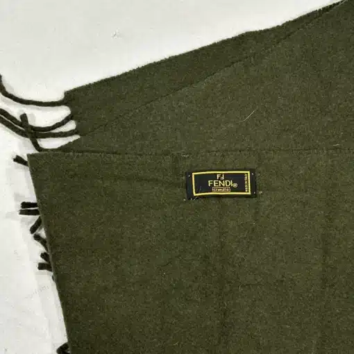 FENDI FF logo Wool Green Scarf - Image 4
