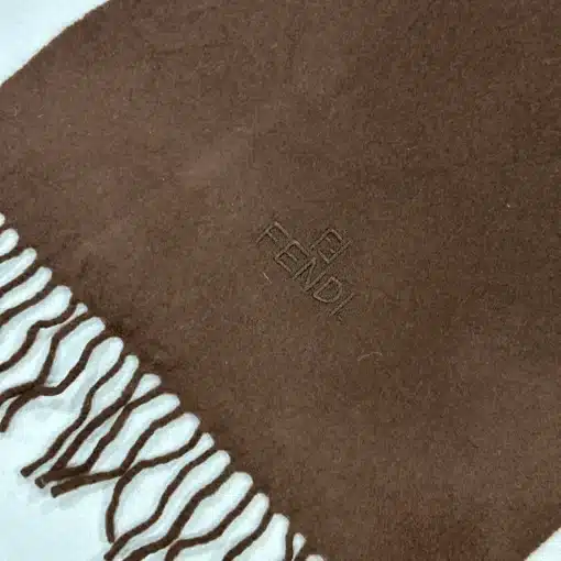 FENDI Logo Vintage Brown Wool Scarf | One Size - Image 2