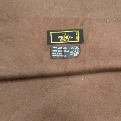 FENDI Logo Vintage Brown Wool Scarf | One Size - Image 3