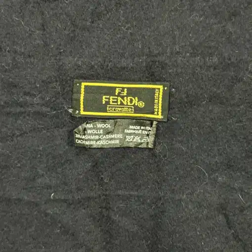 Fendi Logo Vintage Wool Black Scarf - Image 5