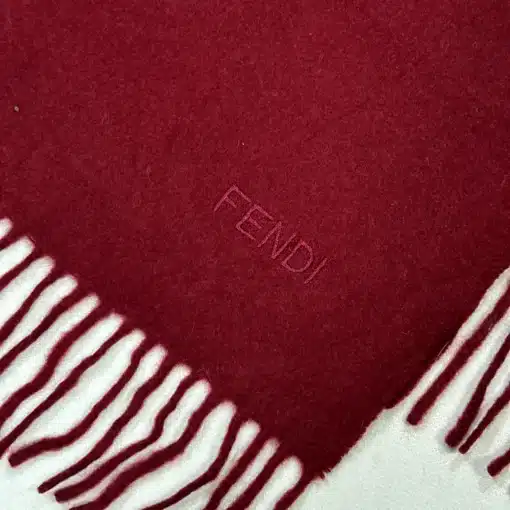 Fendi Scarf - Vintage Wool FF Logo Maroon Scarf - Image 3