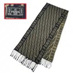 Fendi Ff logo olive wool scarf