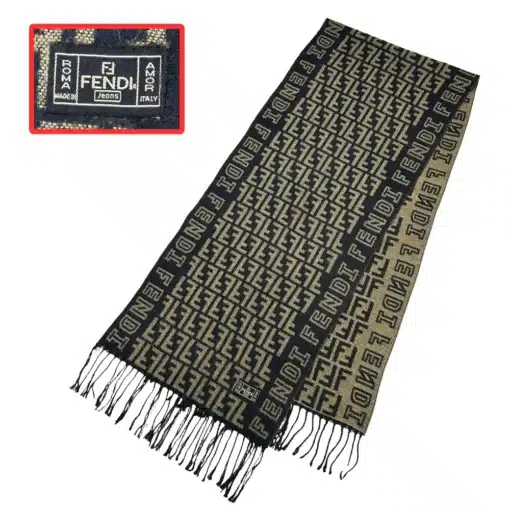 Fendi Ff logo olive wool scarf