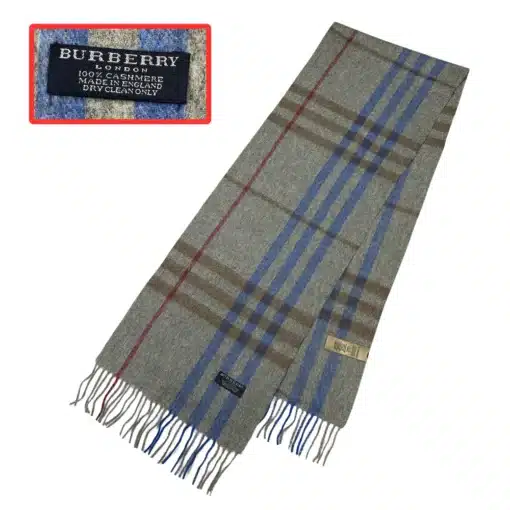 burberry cashmere nova check gray scarf