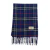 Super Soft Vintage Plaid Check Royal Blue Authentic Burberry Vintage Scarf for Sale