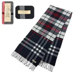 Ultra Soft Vintage Burberry 100% Cashmere Women’s Scarf with unique tartan pattern and fringes
