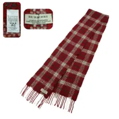 BURBERRY Giant Red Nova Check Plaid Women’s Scarf with bold red plaid pattern